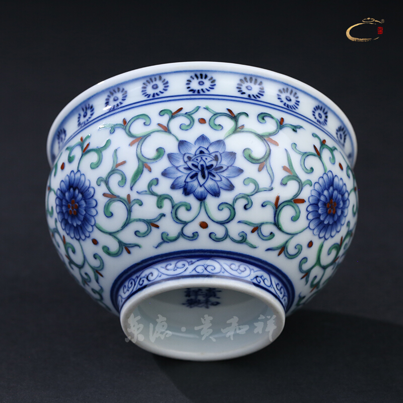 And auspicious jingdezhen pure manual master cup dou colors branch flowers cup master cup single CPU hand - made sample tea cup