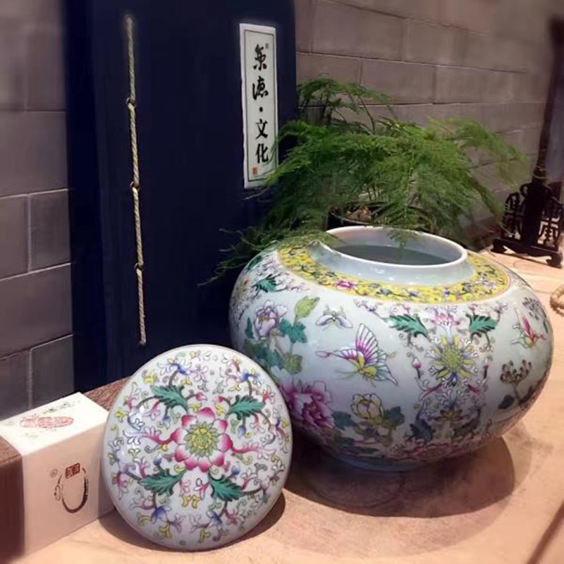 Jing DE and auspicious colored enamel recent large caddy fixings master of jingdezhen hand - made pastel seal tea pot