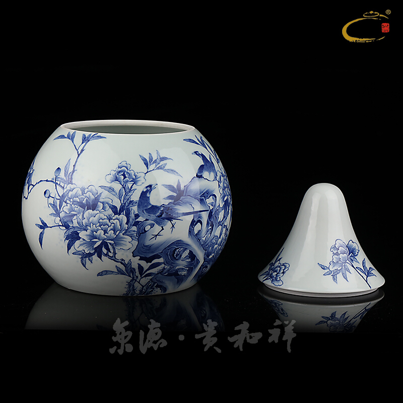 Jing DE and auspicious caddy fixings jingdezhen pure manual storage POTS limited collection wealth longevity and good canister