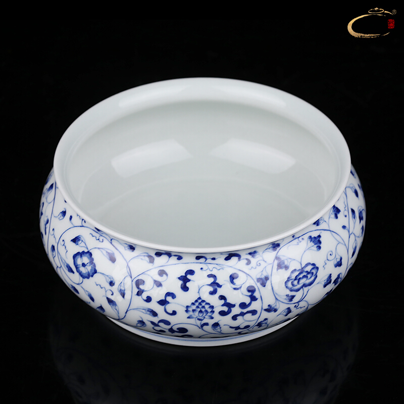 Beijing DE and auspicious jingdezhen ceramics by hand wash to kung fu tea accessories cup blue and white lotus flower tea to wash
