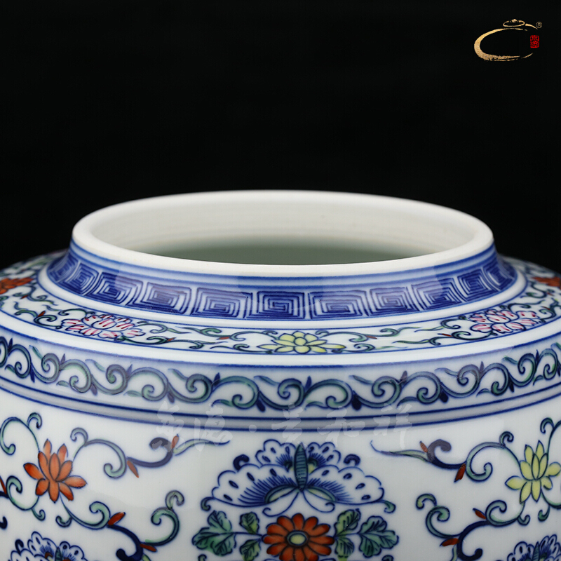 Jing DE and auspicious jingdezhen ceramic checking dou decorated butterfly tank household business gifts store POTS and POTS