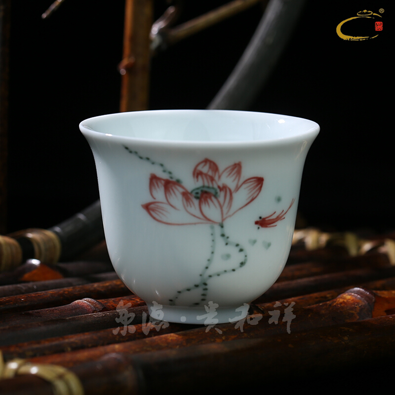 Beijing DE and auspicious hand - made ceramic kung fu tea cups of jingdezhen ancient color tea cup noggin fragrance - smelling CPU master CPU