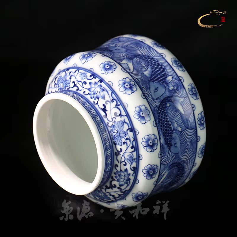 And auspicious caddy fixings jingdezhen porcelain storage POTS of household business gifts ceramic POTS blue ocean fish tank