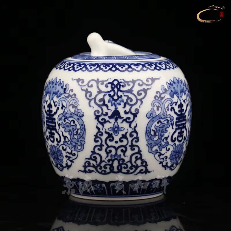 Jing DE and auspicious jingdezhen ceramics by hand to wake receives loose tea tea pot blue sky hold life of small tank