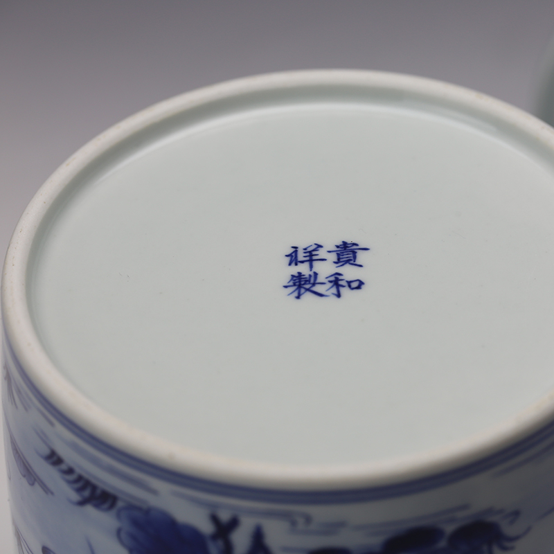 Jing DE and auspicious hand - made yuanyang pot of blue and white porcelain tea pot jingdezhen ceramics seal pot gift boxes