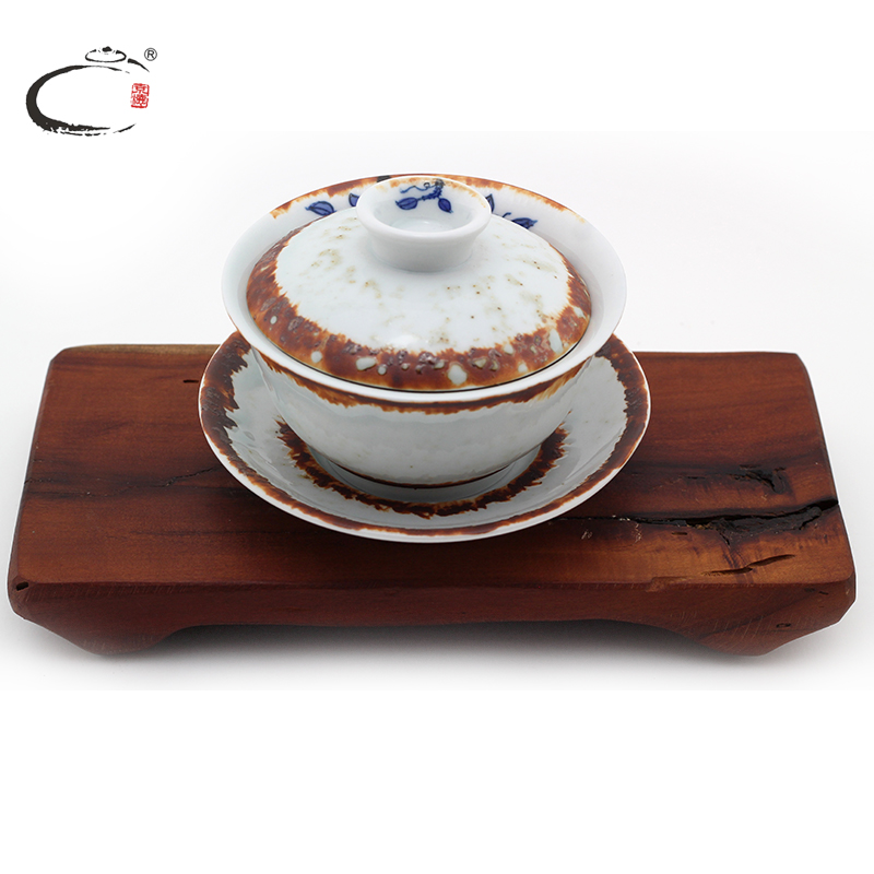 And auspicious Chai Wen color big gourd tureen jingdezhen hand - made ceramic kung fu tea set within three to tureen tea bowl