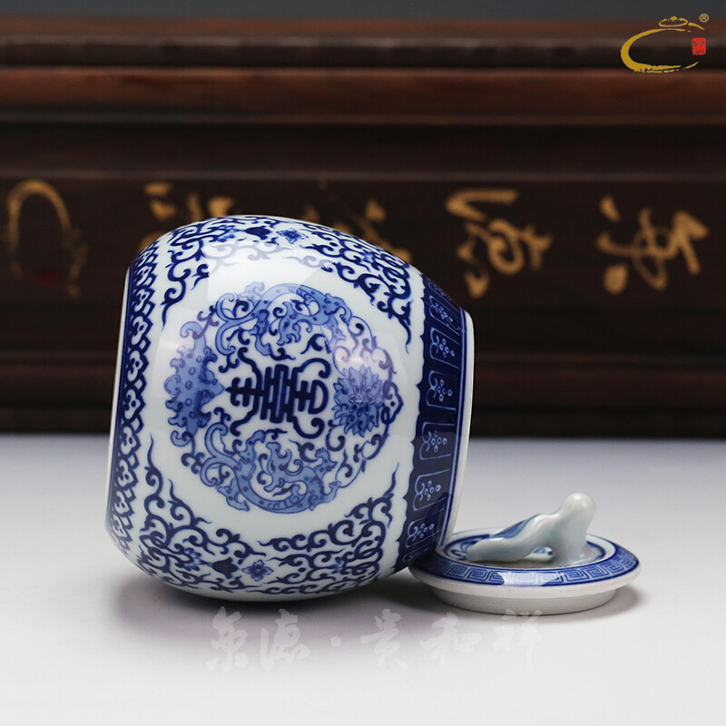 Jing DE and auspicious jingdezhen ceramics by hand to wake receives loose tea tea pot blue sky hold life of small tank