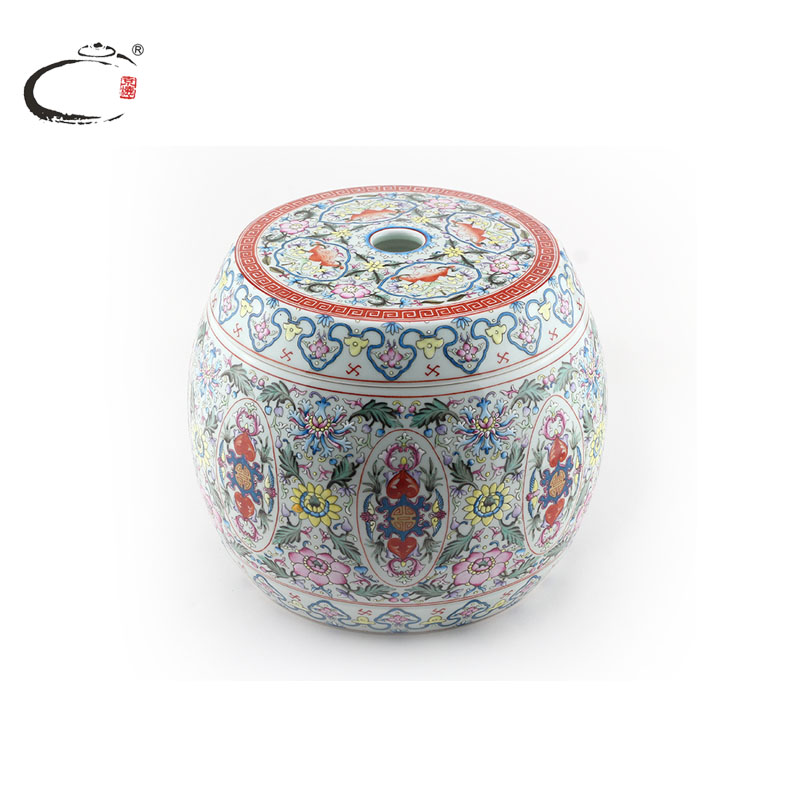 Beijing DE auspicious heap of esteeming harmony see eight bat flower drum master of jingdezhen hand - made ceramic large wake tea caddy fixings