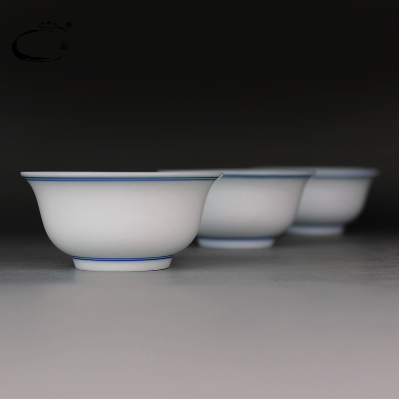 Blue and white porcelain of jingdezhen ceramic cups and auspicious cup sample tea cup bottom of a small bowl with double thin tire handwritten