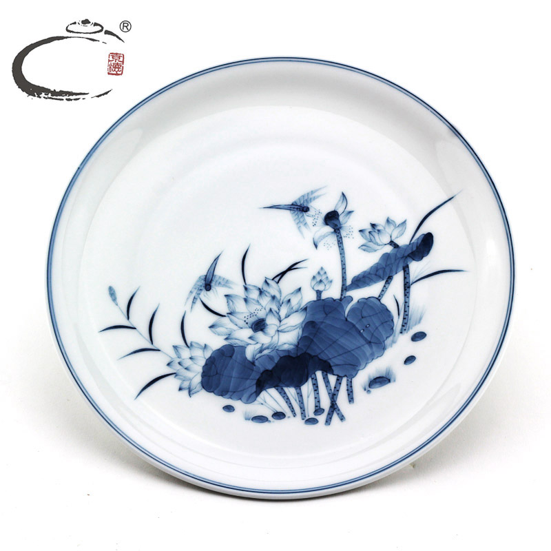 And auspicious suit tableware of jingdezhen blue And white lotus hand bowl dish dishes restoring ancient ways gift packaging gift box