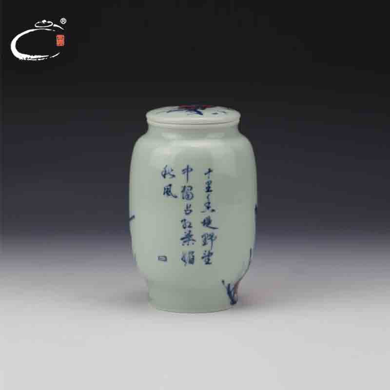 And auspicious jing DE treasure glair caddy fixings master of jingdezhen hand - made ceramic seal POTS storage tank