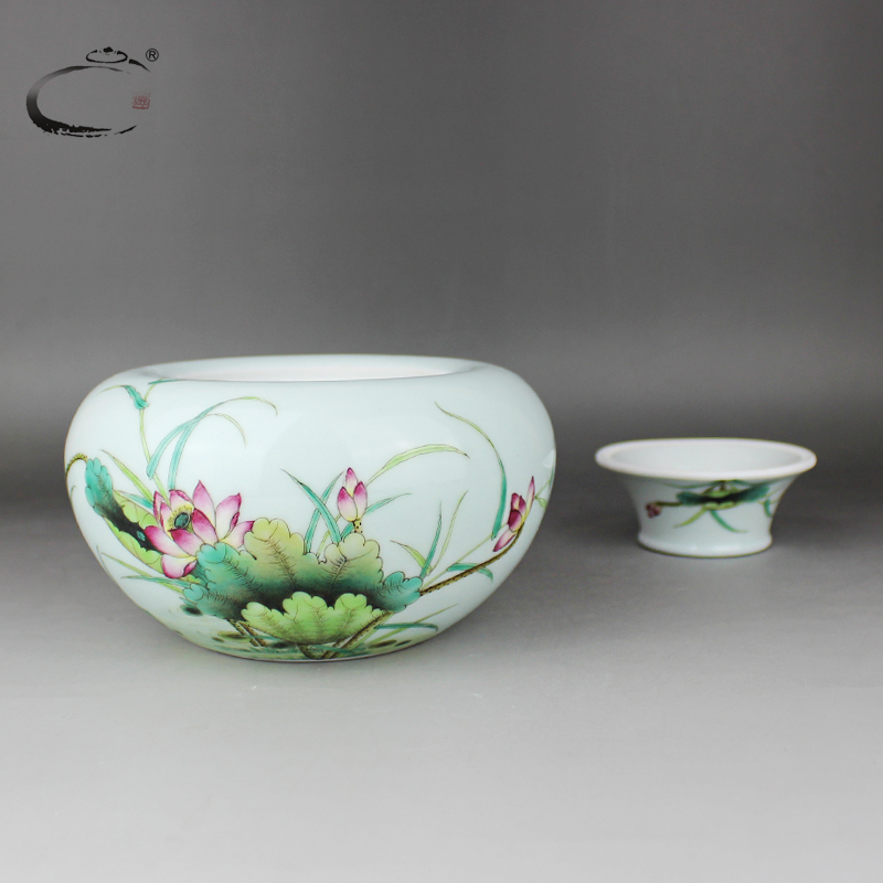 And auspicious pastel peaceful elegant POTS of jingdezhen ceramic tea pot hand - made ceramic jar airtight jar of tea set