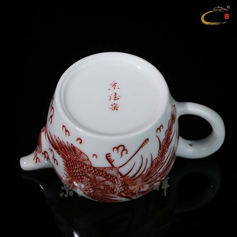 And auspicious red dragon feng gao jing DE up jingdezhen hand - made alum pot teapot longfeng take tea tea kettle
