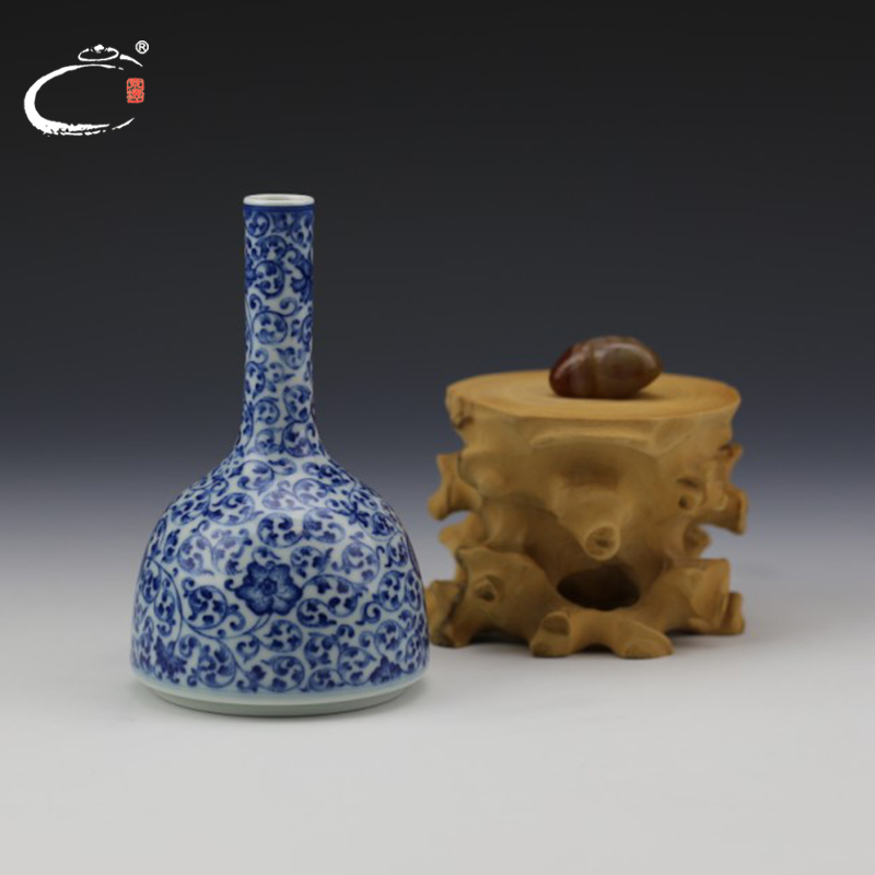 And auspicious vase jing DE treasure bell statute of jingdezhen blue And white porcelain bound branches master hand tea accessories