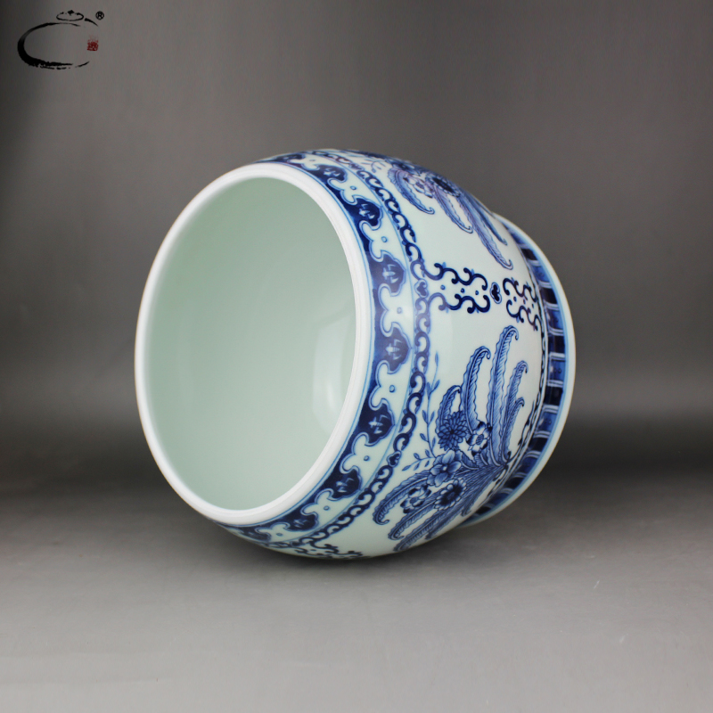 And auspicious jing DE collection jingdezhen blue And white folding flowers caddy fixings hand - made ceramic POTS of tea packaging gift box