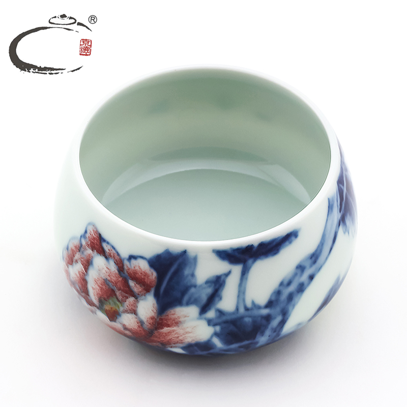 And auspicious glair peony cup of jingdezhen ceramic checking tea sets sample tea cup hand - made kung fu large cups