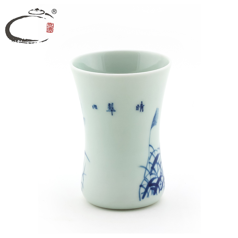 Blue and white bamboo bird and auspicious hand - made teacup jingdezhen craftsmen manually pull embryo sample tea cup bowl master CPU