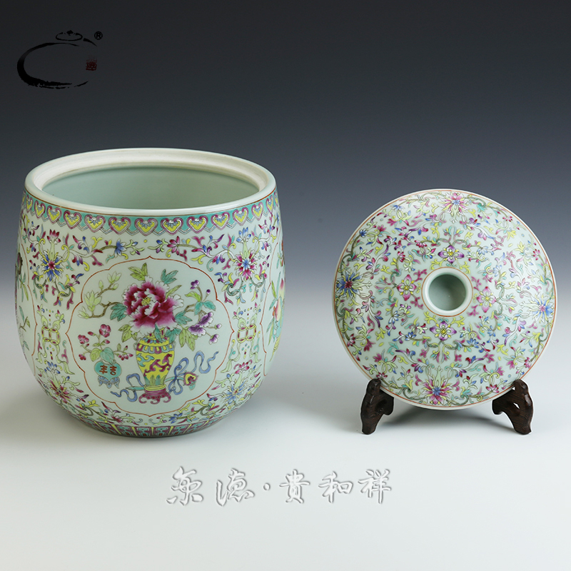 Jing DE and auspicious pastel caddy fixings jingdezhen hand - made ceramic POTS box sealed as cans of storage tank