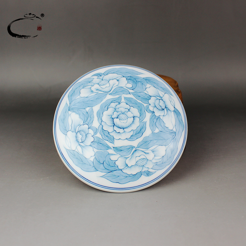 And auspicious hand - made jingdezhen blue And white lotus tea pot seal storage tank tea packaging gift boxes And POTS