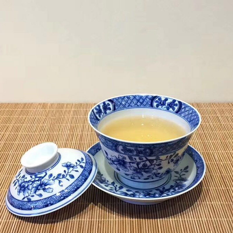 And auspicious manually pull embryo hand - made porcelain only three tureen jingdezhen ceramic bowl household tureen tea cups