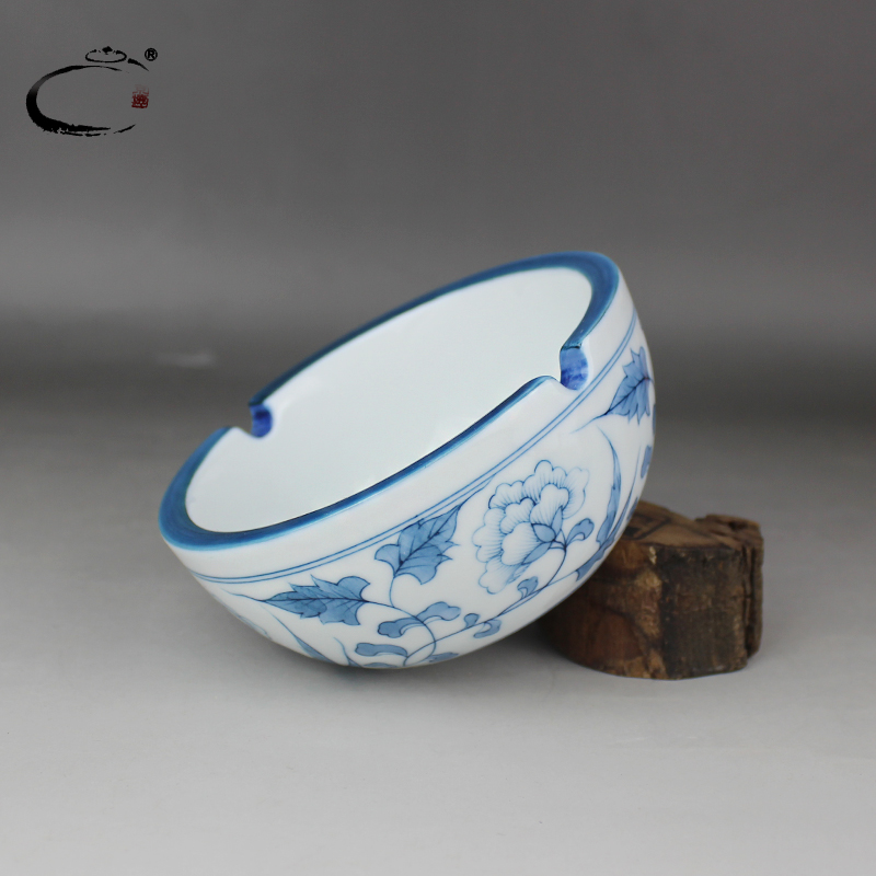 Restoring ancient ways and auspicious jingdezhen checking ceramic ashtray large hand - made porcelain ashtrays home furnishing articles ornaments