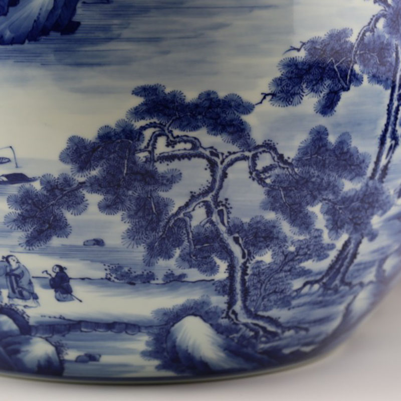 And auspicious kangxi landscape round canister to jingdezhen hand - made ceramic tea pot large tea packing seal pot