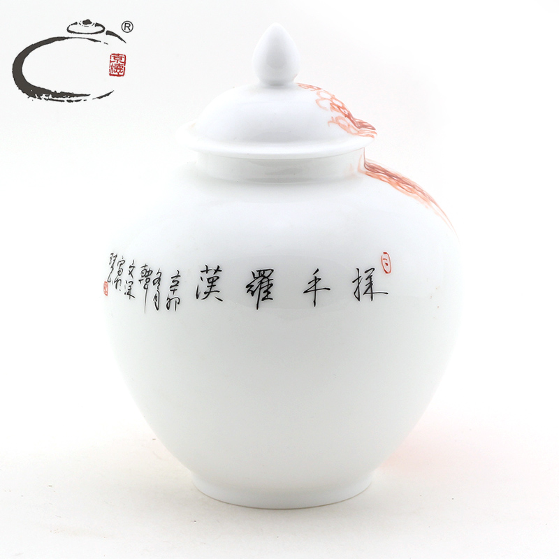 And auspicious jing DE jingdezhen porcelain tea master hand - made checking ceramic jar of pastel the ocean 's hand the general tank