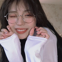 Japanese art ultra-light metal glasses frame female gold-rimmed round frame optical glasses plain myopia can be equipped with degree