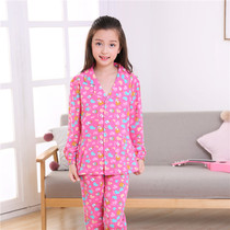 The new Xuan Xuan Ze pure cotton open-flap long-sleeved trousers pajamas suit in a home-clothing home-clothing with a warm girl