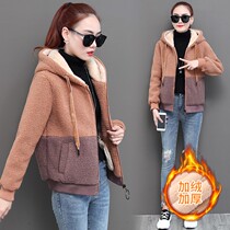Hong Kong 2020 Fall Winter Lamb Cashmere Coat Women's Fashion Loose Joker Hat Plus Cashmere Thickened Cardigan