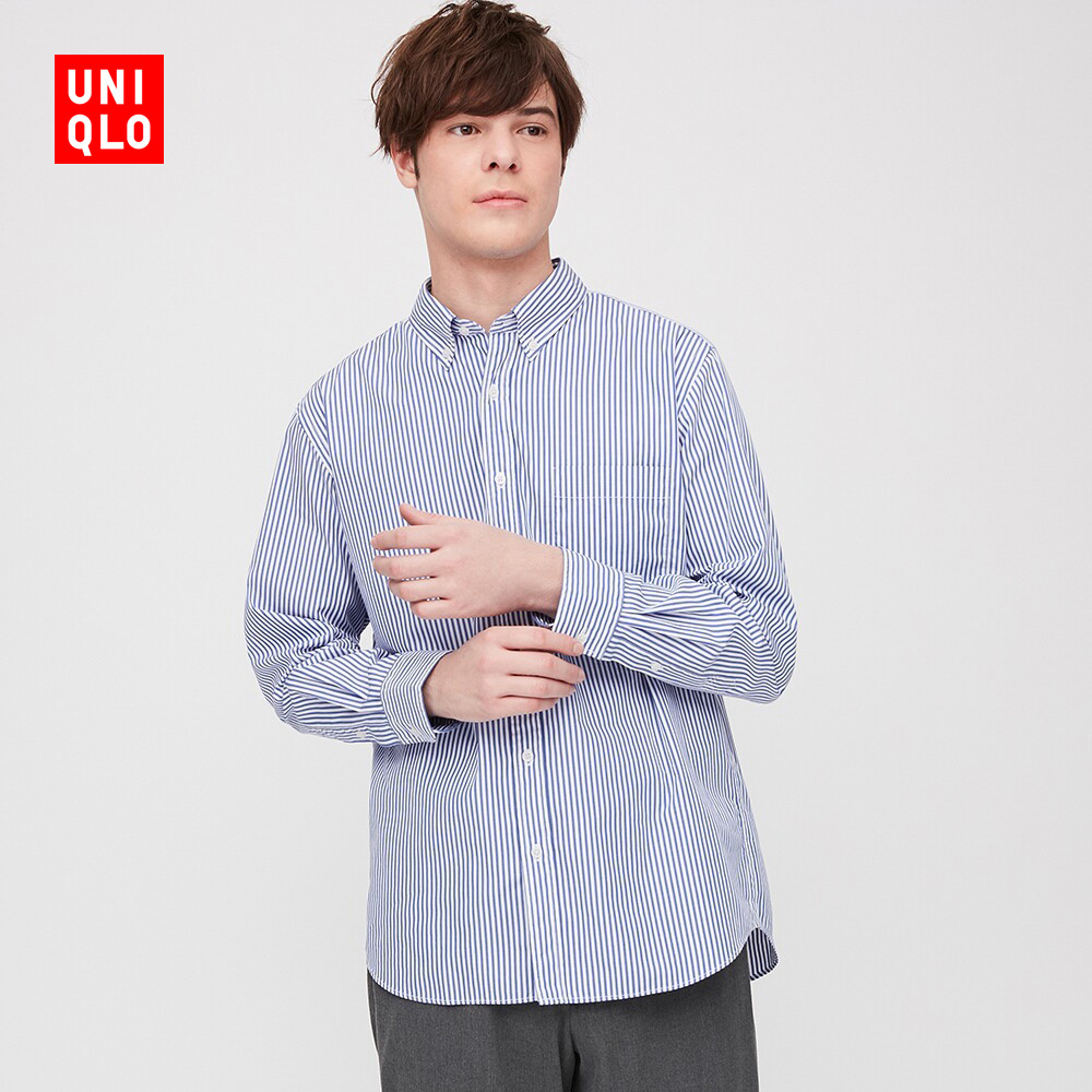 优衣库男装优质长绒棉条纹衬衫425096uniqlo