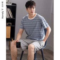 Pajamas men summer cotton short sleeve summer home clothes men men mens boys thin cotton large size set