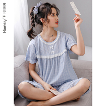 Pajamas women Summer cotton short-sleeved shorts home clothing summer thin cotton gauze Japanese cute two-piece set