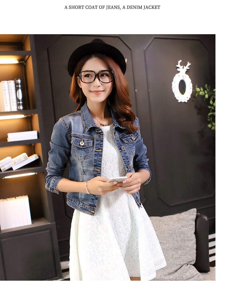 外套女春秋学院风牛仔外套女长袖短款韩版时尚