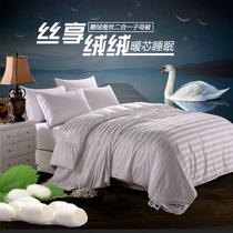 Hilton Hotel Suite Section 98% White Goose Down Mulberry Silk Quilt Winter Quilted By Double Warm Quilt Core