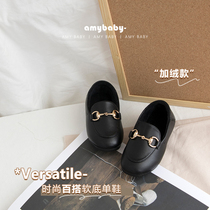 Small leather shoes black Joker childrens princess shoes kindergarten baby soft bottom British style shoes