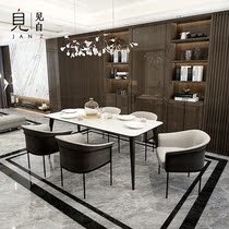 Italian minimalist dining table and chairs rectangular minimalist modern Nordic creative light lavish marble furniture portfolio customised