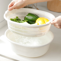 Japan imported kitchen double plastic drain basket wash bowl dish fruit and vegetable washing basket storage basket set