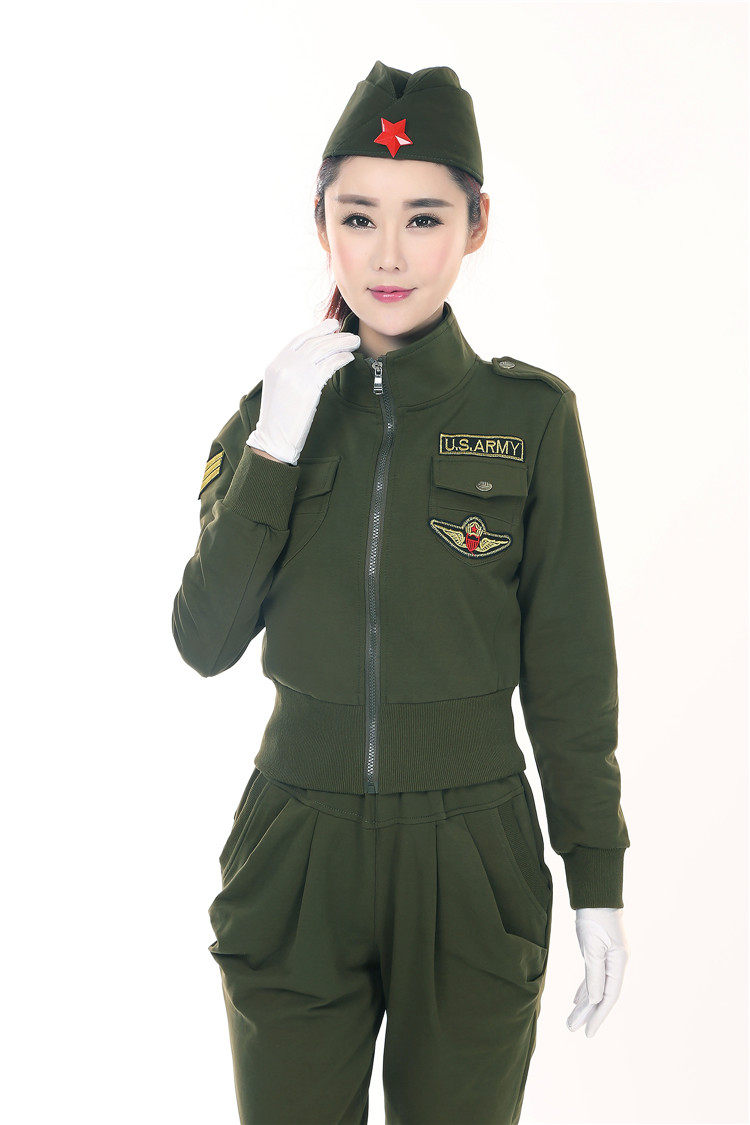 2017水兵舞服装女军绿迷彩服演出服户外