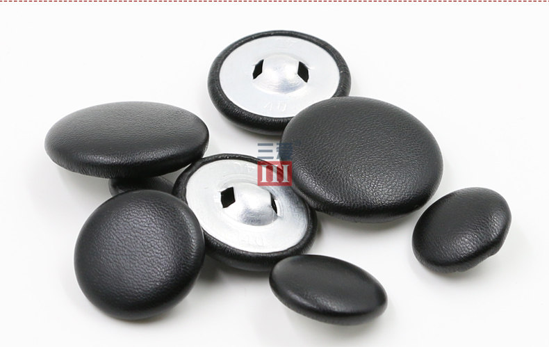 三爱黑色皮纽扣沙发皮扣皮衣大衣外套圆形百搭皮衣包皮扣子钮扣