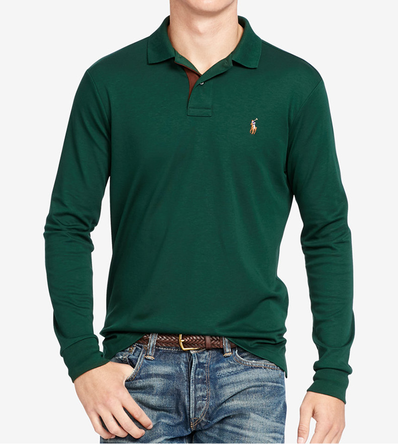 16秋新款ralph lauren拉夫劳伦男装商务休闲纯色长袖彩马标polo衫