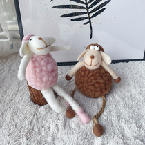 Long legs sitting sheep handmade foreign trade wool felt finished lamb ornaments home childrens room ornaments photo props