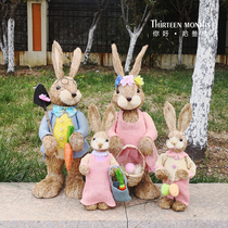 Peter Bunnys handmade straw rabbit animal decoration ornaments wedding window decoration