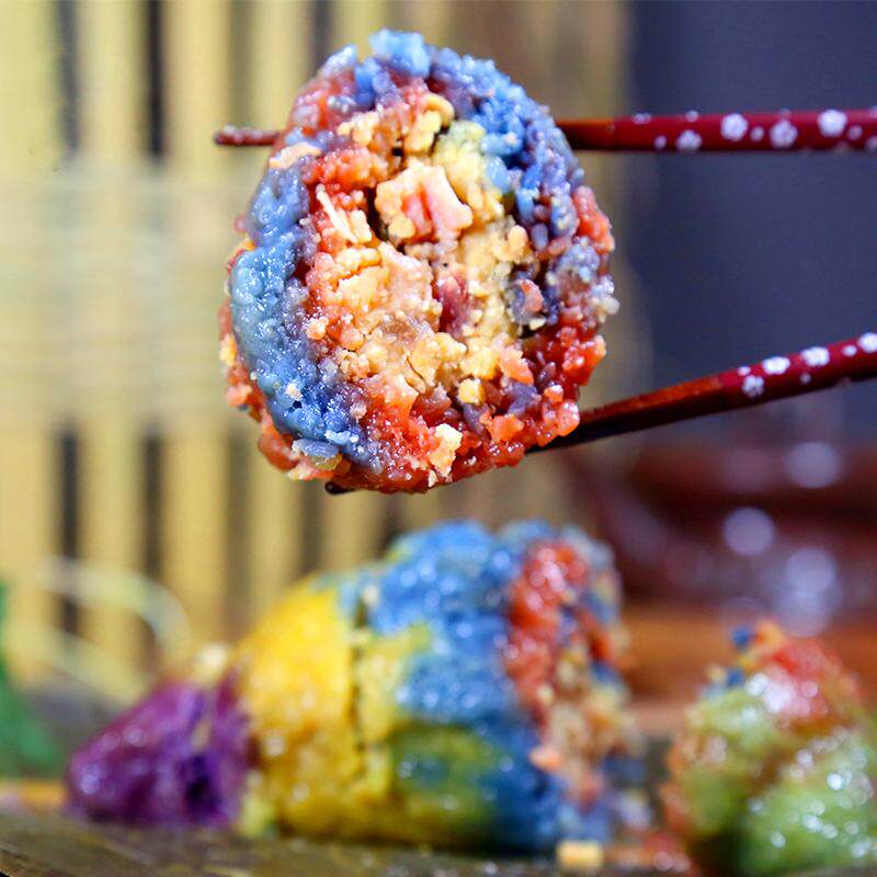 壮乡古村特色养生粽纯手工植物熬制彩虹粽300g*3粽子端午节五彩粽