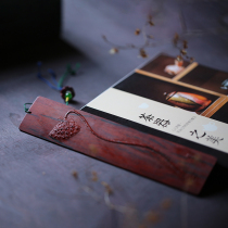 Lotus bookmarking India small leafy purple sandalwood lettering custom red wood comeback vintage Chinese Wind engraving gift 0899