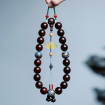 Inexplicate 18MM India small leaf purple sandalwood Handheld Pearl Gold Star handstring male and female Shiver Pearl Beads Car Pendant 1008