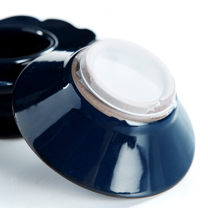 Ji blue glaze porcelain god filter manually kung fu tea set ceramic tea tea filter tea taking group spare parts)