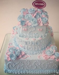 上海生日3层蛋糕配送 宝宝周岁一百天,双满月