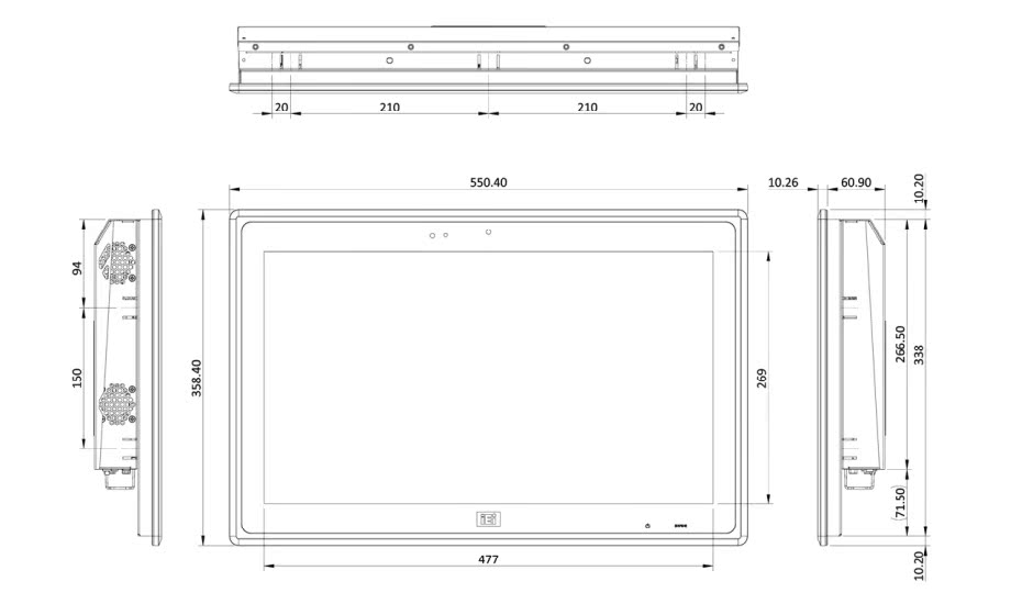 台湾威强电21.5寸工业平板电脑PPC-F22A-H81支持I3/I5/I7 cpu