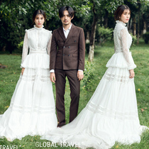 2018 exhibition new movie themed outfits outfits filming wedding photography lovers write really long sleeves gown white yarn